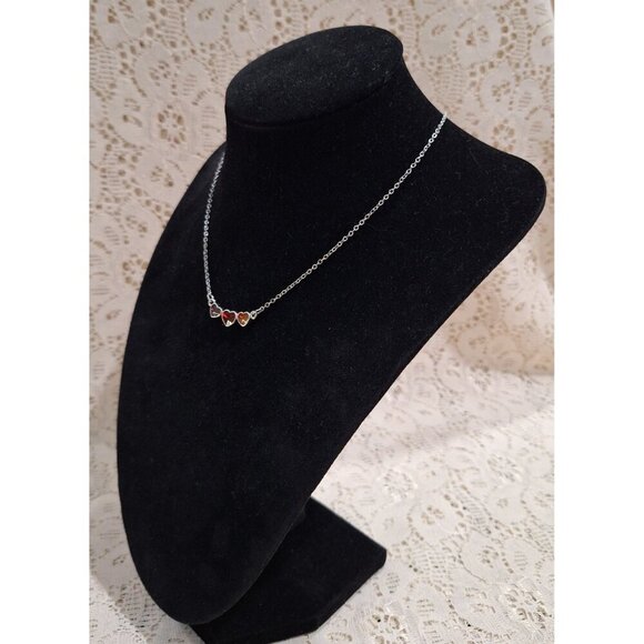 EUC Lia Sophia Three Heart Necklace - Picture 2 of 3